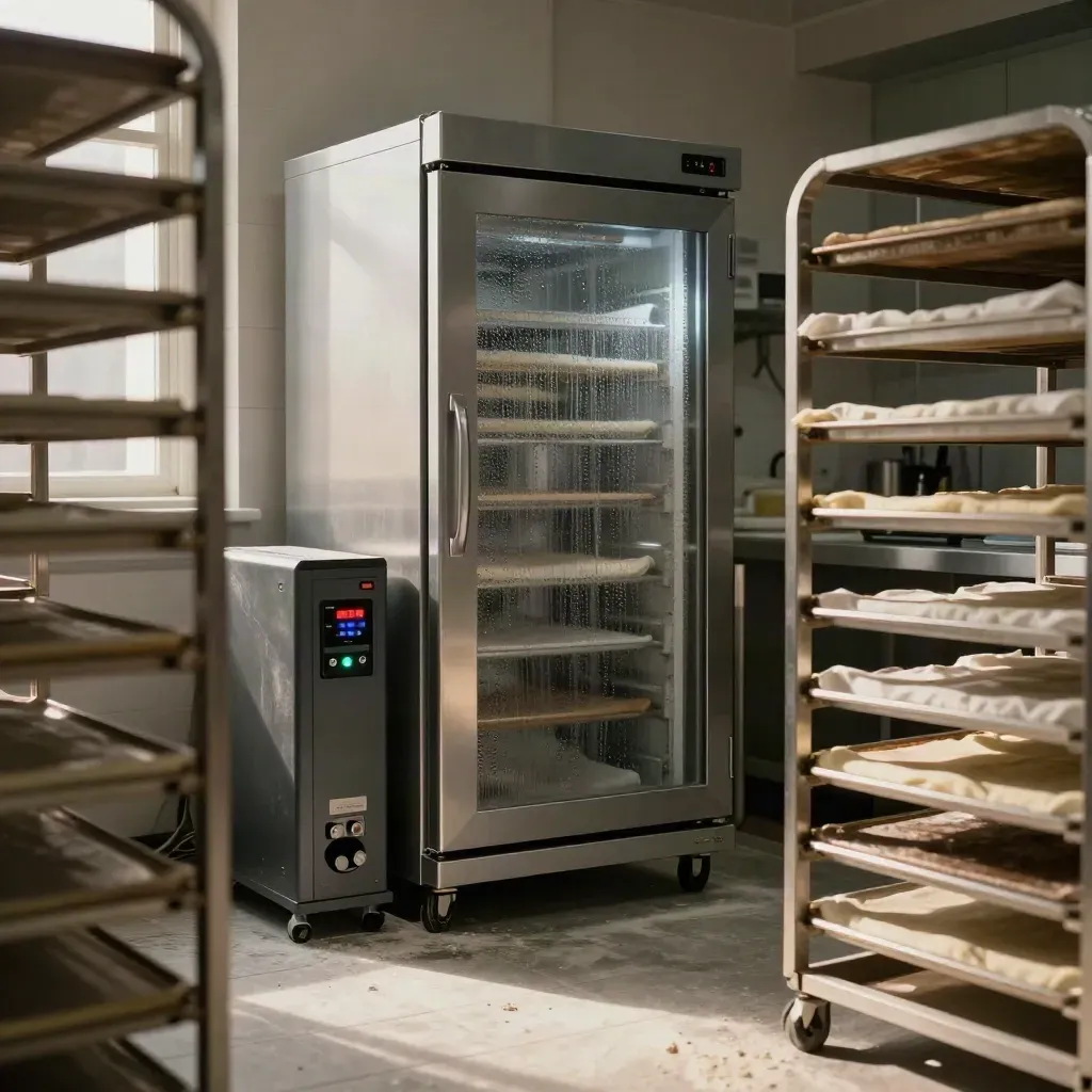 Battery backup keeps a bakery prep room running beside silent fridges and proofing racks